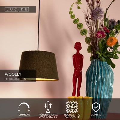 Lucide WOOLLY - Pendelleuchten - Ø 28 cm - 1xE27 - Grün